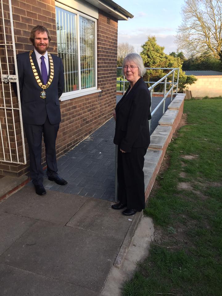 Chair of Codnor Parish Council Cllr David Jowett with Celia Cox