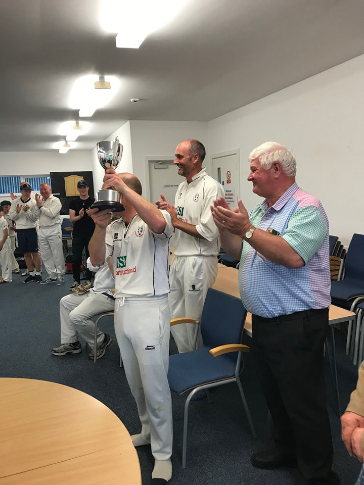 Picture showing Codnor Cricket club raising the Bob Moon Cup